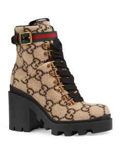 Gucci Boots, Gucci Heels, Gg Logo, Lace Up Booties, Ann Demeulemeester, Leather Shoes Woman, Gucci Handbags, Gucci Shoes, Short Boots