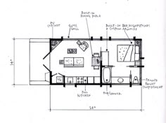 the floor plan for a small cabin