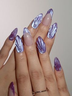 Introducing Starry Enchantress Press-on Nails by Ersa Nails! 🌟💜 These nails feature mesmerizing purple cat-eye effects and 3D mermaid water ripple designs, perfect for a magical summer look. Ideal for beach nails and vacation vibes, our high-quality Press-on Nails elevate your nail art. 💅✨   #BeachNails #VacationNails #NailArt #SummerNails #PressOnNails #CatEyeNails #MermaidNails #TrendyNails #FashionNails #ElegantNails #NailSalon #NailInspo 3d Purple Nails, Mermaid Inspo Nails, Cat Eye 3d Nails, Purple Cateye Nail Designs, Purple Cat Eye Nail Designs, Cat Eye Swirl Nails, Purple Nails Cat Eye, Mermaid Cat Eye Nails, Cat Eye Summer Nails