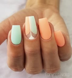 Nails Gorgeous, Mint Nails, Peach Nails, Nails 2020, Nail Swag, Beach Nails, Dipped Nails