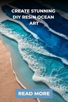 Create stunning DIY resin ocean art. Read more. Epoxy Waves Diy, Alcohol Ink Ocean Waves, How To Make Resin Beach Art, Beach Resin Art Tutorial, Resin Waves Tutorial, Epoxy Texture, Epoxy Resin Crafts Diy