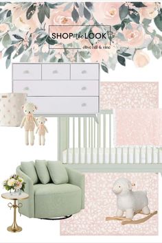 Sage Floral Nursery, Lambs And Ivy Nursery Girl, Blush Pink And Green Nursery, Sage And Dusty Rose Nursery, Sage Green And Pink Nursery Girl, Sage Green Pink Nursery, Green And Pink Baby Room, Pink And Sage Nursery, Sage Green And Blush Nursery