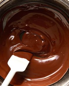 melted chocolate in a pot with a white spatula