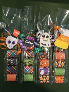 several halloween themed items are wrapped in plastic