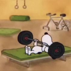 a cartoon character doing exercises with a barbell