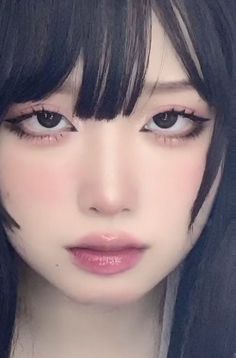 douyin makeup manga eyes look Bangs, Eyeliner, Makeup, Hair, Blue, Beauty, Black, Make Up