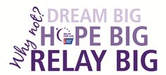 the words dream big, hope big and relax big are in purple letters on a white background