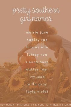 Searching for pretty names and love the feel of Southern girl names? Then you'll love this hand-picked list of Southern baby girl names - from totally cute baby names for girls to more unique girl names and rare baby names - ALL of these modern baby names are pretty, girly and sweet! SAVE to your name inspiration or unique baby names board for later! Southern Baby Girl Names, Different Baby Names, Southern Girl Names, Biblical Girl Names