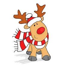 a reindeer wearing a santa hat and scarf