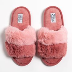 Slip into this super soft plush pair of women's faux-fur slide slippers and let the lounging begin! Cloud soft with a colorfully sweet cotton candy look, these slide slippers make every day a luxurious experience, plus with the fuzzy footbed your foot is covered in cozy comfort. Fuzzy Slippers Slides, Fluffy Pink Slippers For Winter, Pink Fluffy Slippers, Hanabi Hyuga, Pink Fur Slippers, Pink Crocs, Pink Fur Slides, Fluffy Shoes, Pink Plush-lined Winter Slippers