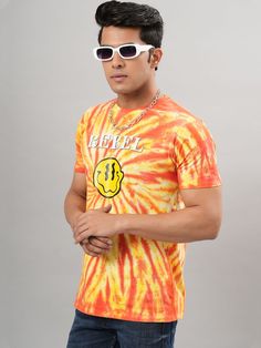 Red & Yellow Rebel Tie Dye T-Shirt For Men Men Styl, Tie Dye Fashion, Tshirt For Men, Colorful Life, Mens Sunglasses