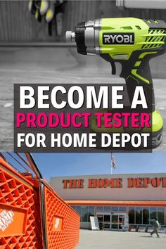 a black and white photo with the words, become a product tester for home depot