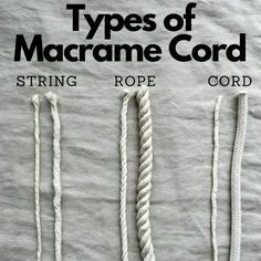 Choosing macrame cord for a project can be overwhelming, especially if you're a beginner. I have a tutorial that explains the types of cord, as well as thicknesses, and the best application for different macrame projects. Click the link to go to the free tutorial. What Size Macrame Cord To Use, Macrame Cord Size Chart, Types Of Macrame Cord, Macrame How To Tutorials, Crochet With Macrame Cord, 3mm Macrame Cord Projects, How To Macrame For Beginners, Macrame Curtain Tutorial, Macrame Curtain Diy