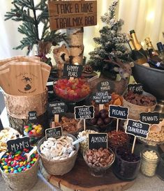 a table filled with lots of different types of candies