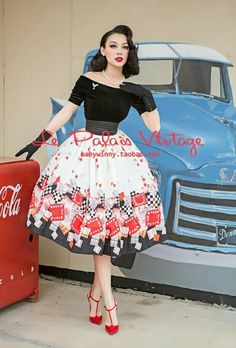 Le palais vintage♡winny Le Palais Vintage Dresses, Fitted Rockabilly Dress For Retro-themed Events, Spring Rockabilly A-line Dress, Spring Retro-themed Pinup Dresses, Cabelo Pin Up, Fitted A-line Rockabilly Vintage Dress, Rockabilly Girl