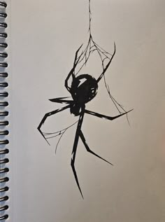 a drawing of a spider hanging upside down