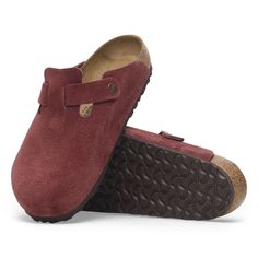 Shoes For Women Classy, Bostons Birkenstock, Cute Walking Shoes, Red Birkenstock, Boston Birkenstock, Birkenstock Suede, Birkenstock Boston Clogs, Cute Womens Shoes, Birkenstock Clog