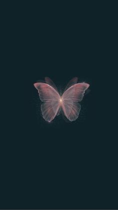 a butterfly flying through the dark sky with its wings spread out and glowing in the light