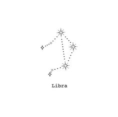 the zodiac sign libra is drawn in black ink on a white background with stars