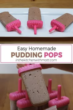 Three homemade pudding pops on a white plate. Fudge Popsicle Recipe, Fudgsicle Recipe, Fudge Popsicles