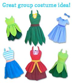 a group of women's dresses with the words great group costume idea on them