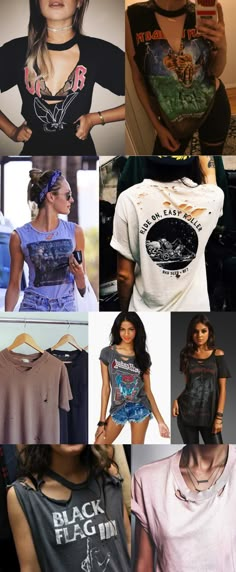 Estilizando sua blusa - podrinha - como uma Kardashian (ou Jenner) - Fashionismo Look Rock Chic, Ripped Shirt, Instagram Baddie, Diy Tops, Diy Vetement, Look Rock, Shirt Diy