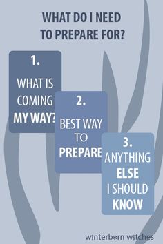 what do i need to prepare for? 1 what is coming 2 my best way to prepare anything else should know