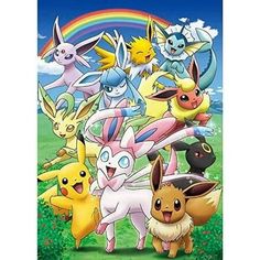 the pokemon movie poster has many pikachu characters