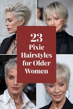 23 Pixie Hairstyles for Older Women. Pixies For Older Women Over 50, Short Hairstyle Women Vintage, Back View Short Haircuts, Judy Dench Hair Pixie Cuts, Short Pixie Haircuts Older Women, Brushed Forward Pixie Short Hair, Pixie Hairstyles For Oval Faces, Pixie Haircut For Fine Hair Over 50, Women Pixie Haircut Short Styles