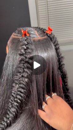 SantanaStylezz💕🐐 on Instagram: "Quick Weave W/ 2 Butterfly Stitch Braids Tutorial😮‍💨😮‍💨🔥 Using @ulahair Use Code: ULA$$ For $ Off!🫶🏽  Follow me for more content! • • • • • #knotlessbraids #chicagohairstylist  #chicagobraider #indianabraider  #senegalesetwist #bohobraids #chicagostyles #closure #closuresewin #frontal #tribals #stichbraids #indianahairstylist #braidedwig #sewin #stitchbraidclass #wig #wiginstall #wiginfluencer #bob #quickweave #quickweave2stitchbraids #SantanaStylezz 🐐" 2 Feed Ins With Quick Weave, Cute And Simple Hairstyles Black Women, 2 Braids In The Front Sew In In The Back, Braids To Get For Back To School, Half Up Half Down Braid Quick Weave, Two Weave Ponytail Hairstyles, Stitch Braids Bohemian, Black Hairstyles Quick Weave, How To Do A Butterfly Braid