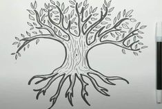 a drawing of a tree with many branches