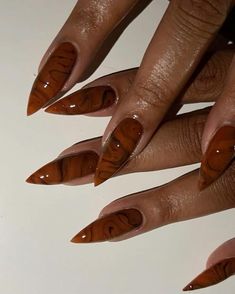 Get inspired with gorgeous fall nail designs that are perfect for both fall and winter seasons. Try these cozy colors and trendy patterns! #fallnails #winternaildesigns #fallnailtrends #winternails2024 Fall Almond Nails, Brown Acrylic Nails, Stiletto Nails Designs, Work Nails, Fall Acrylic Nails, Brown Nails, Pretty Acrylic Nails