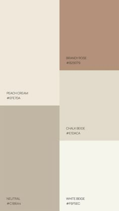 the different shades of beige and brown are shown in this color swat list for interior paint