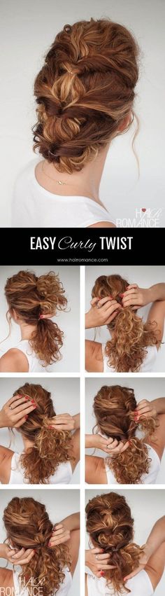 Trança encaracolada: http://guiame.com.br/vida-estilo/moda-e-beleza/site-lista-pentados-para-cabelos-cacheados.html#.VT-DzWTBzGc Diy Updo, Easy Updo, Wedding Hairstyles Tutorial, Curly Hair Tutorial, Curly Hair Updo, Fishtail Braid, Curly Hairstyles