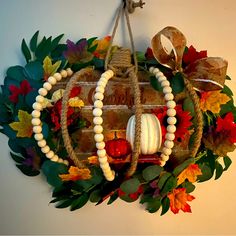 a wreath that is hanging on the wall