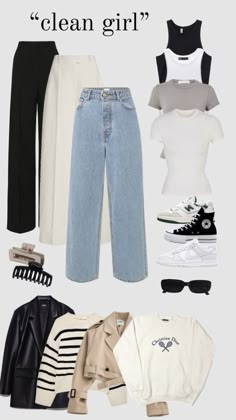 “clean girl” capsule wardrobe idea inspiration part 1 Capsule Wardrobe Casual, Fashion Capsule Wardrobe, Casual Day Outfits, Clean Girl Aesthetic, Wardrobe Outfits