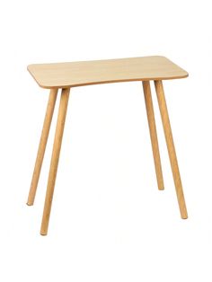 a small wooden table with two legs on the bottom and one leg up against it