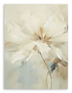 a painting of white flowers on a gray background