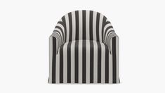 a black and white striped chair on a white background