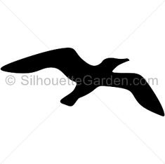 a black silhouette of a seagull flying in the air with its wings spread