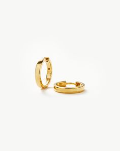 Classic Flat Small Hoop Earrings | 18ct Gold Plated Vermeil. Introducing Our Lightest Ever Hoops — an Elevated Collection of Everyday Essentials that are Anything but Basic. An Upgrade on a Classic Silhouette, these Flat Surfaced Small Hoops Have Been Handcrafted to Become Your New Core Staples. Plus, they Feature a Hidden Hinge for a Seamless Closure. Wear Solo or Style with Studs and Mini Hoops for an Instant Ear Stack. Also Available in Medium. Metal: 18Ct Recycled Gold Plated Vermeil on Recy Gold And Silver Earrings, Malachite Necklace, Small Hoop Earrings, Ear Stack, Hoop Earrings Gold, Earrings Inspiration, Star Earrings Stud, Pearl Pendant Necklace, Recycled Gold