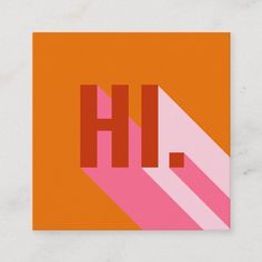 an orange and pink business card with the letter h in bold, geometric shapes on it