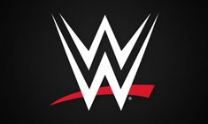 the wwe logo is shown on a black background with red and white lines around it