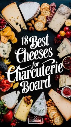 Discover the top 18 cheeses that will elevate your charcuterie board to gourmet status! From creamy Brie to sharp Cheddar, these cheeses are perfect for any occasion. Get ready to impress your guests with the perfect cheese selection. #CharcuterieBoard #CheeseLovers #GourmetCheese #EntertainingTips #Foodie Best Cheese Charcuterie Board, Charcuterie Board Cheese Types, What Cheeses To Put On A Cheese Board, Sweet Cheese Board, Best Things To Put On A Charcuterie Board, Cheese And Meat Charcuterie Board Ideas, Kinds Of Charcuterie Boards, What To Buy For A Charcuterie Board, The Best Charcuterie Board Ideas