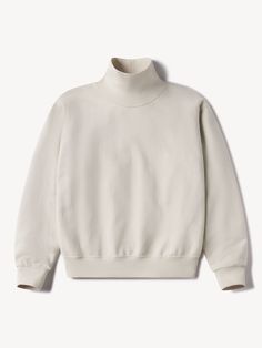 An oversized mockneck sweatshirt in ultra-soft cotton interloop jersey. | Buck Mason Women's Vintage Interloop Mockneck Sweater in Morning Haze, Size Medium | Cotton Casual Oversized High Neck Sweatshirt, Buck Mason Women, Cozy Oversized High Neck Top, Buck Mason Sweater, Oversized Cozy Soft-washed Sweatshirt, Oversized Soft-washed Athleisure Sweatshirt, Basketball Cheer, Buck Mason, Mockneck Sweater