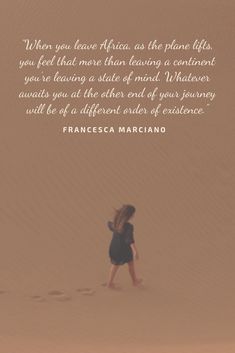 a woman walking in the sand with a quote from frances marchno on her back