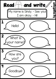 the worksheet for reading and writing with two different types of speech bubbles on it