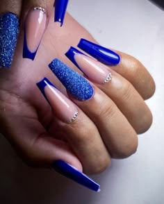 Blue Prom Nails, Blue Coffin Nails, Dark Blue Nails, Aqua Nails, Formal Nails, Blue Acrylic Nails, Simple Acrylic Nails, Acrylic Nails Coffin Short, Pink Nail