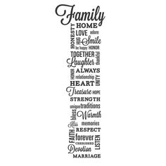 the word family written in different languages on a white background with black and white lettering