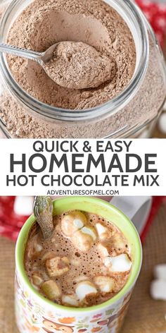 homemade hot chocolate mix in a jar with spoon